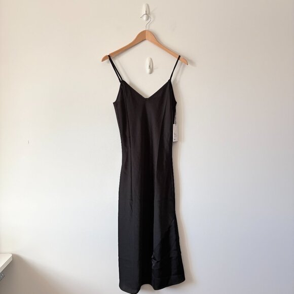 Knix Papaya Satin Slip Midi Dress NWT Black Size XS - Picture 2 of 5